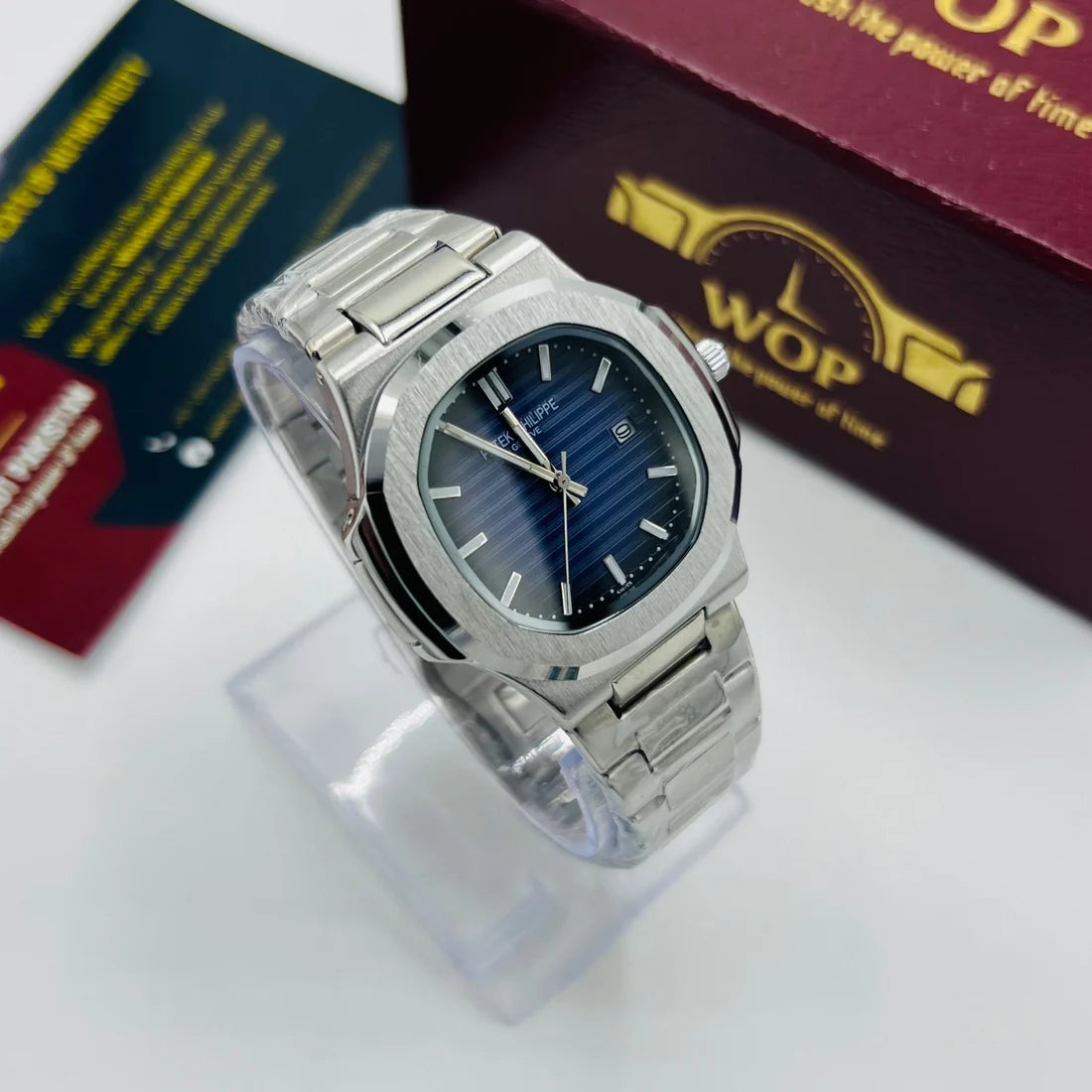 Luxury Stainless Steel Men’s Chronograph Watch Blue Dial