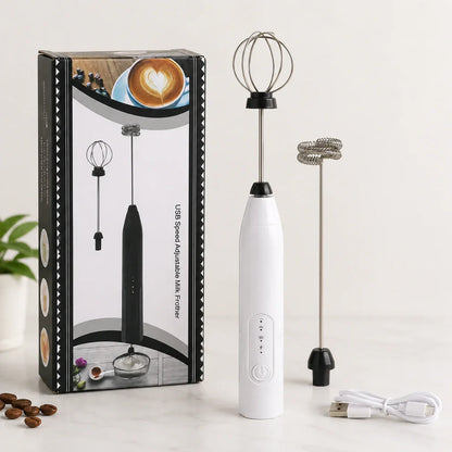 2-in-1 Rechargeable Milk Frother & Egg Beater – Complete USB Set
