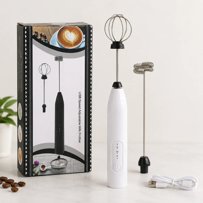 2-in-1 Rechargeable Milk Frother & Egg Beater – Complete USB Set