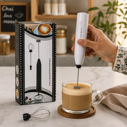 2-in-1 Rechargeable Milk Frother & Egg Beater – Complete USB Set