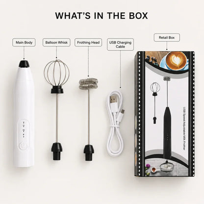 2-in-1 Rechargeable Milk Frother & Egg Beater – Complete USB Set