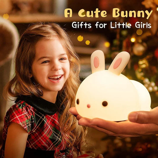 Clopal Soft Rechargeable Color Changing Cute Bunny Night Light for Kids Baby Lamp
